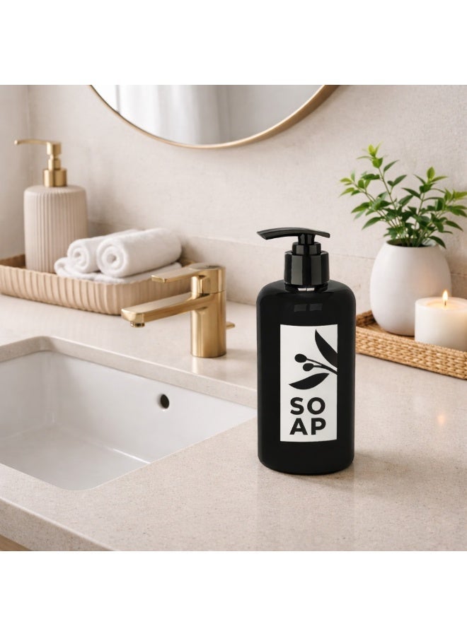 Reusable Liquid Soap Dispenser Bottle with Pump, Durable Plastic Refillable Container for Bathroom & Kitchen, 500ml (Black) - Image 3